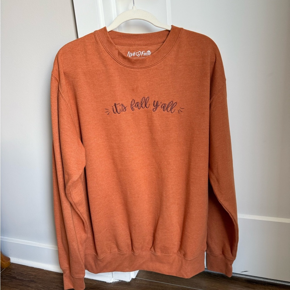 Love in Faith Women's Fall Crew Neck Sweater in Orange